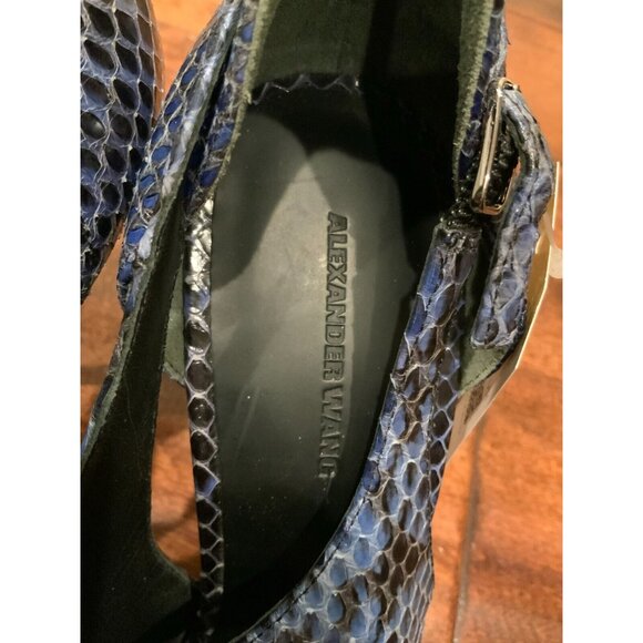 Alexander Wang Blue Leather Snakeskin Pointed Toe Stiletto Heels, Size 8.5/38.5 - Picture 4 of 9